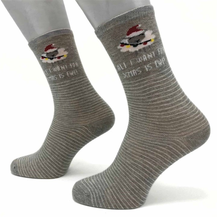 All I Want For Xmas Is Ewe! Socks – Size 4 – 8