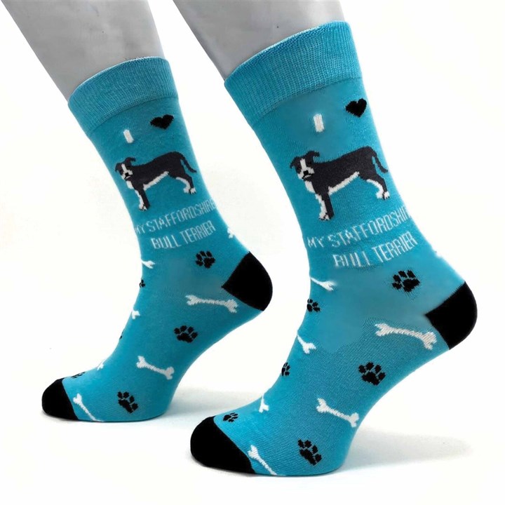 I Heart My Staffordshire Bull Terrier Socks – Size 6 – 9