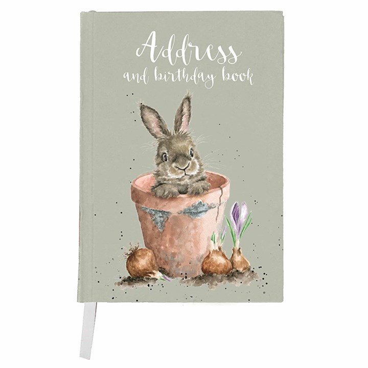 Wrendale Designs, Rabbit Flower Pot A5 Address and Birthday Book