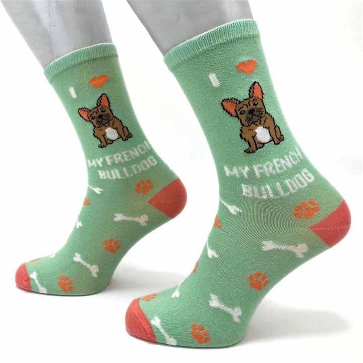 I Heart My French Bulldog Socks – Size 4 – 8