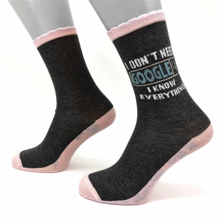 Google I Know Everything Socks – Size 4 – 8