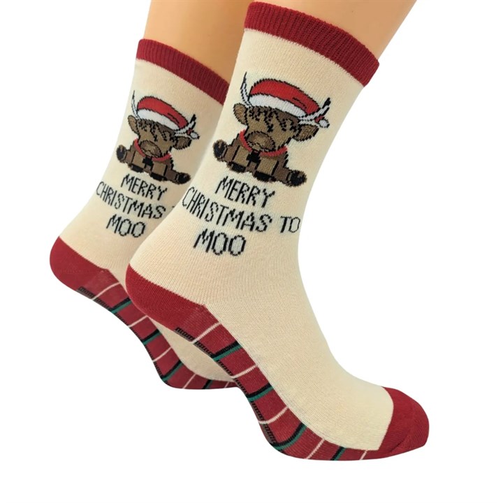 Merry Christmas to Moo Socks – Size 4 – 8