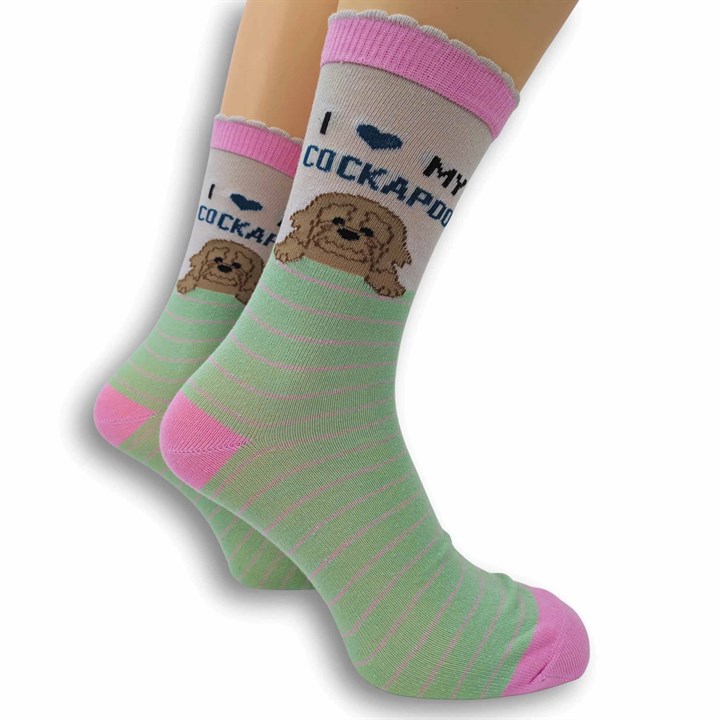 I Heart My Cockapoo Socks – Size 4 – 8