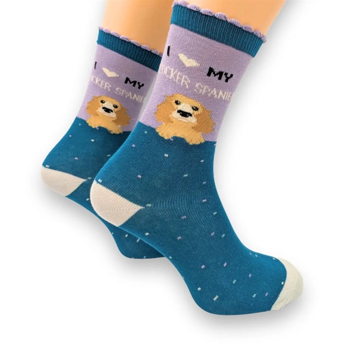 I Heart My Cocker Spaniel Socks – Size 4 – 8