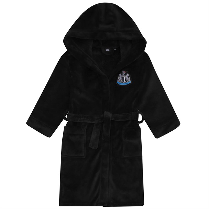 Newcastle United FC Kids Black Hooded Dressing Gown 11 – 12 Years