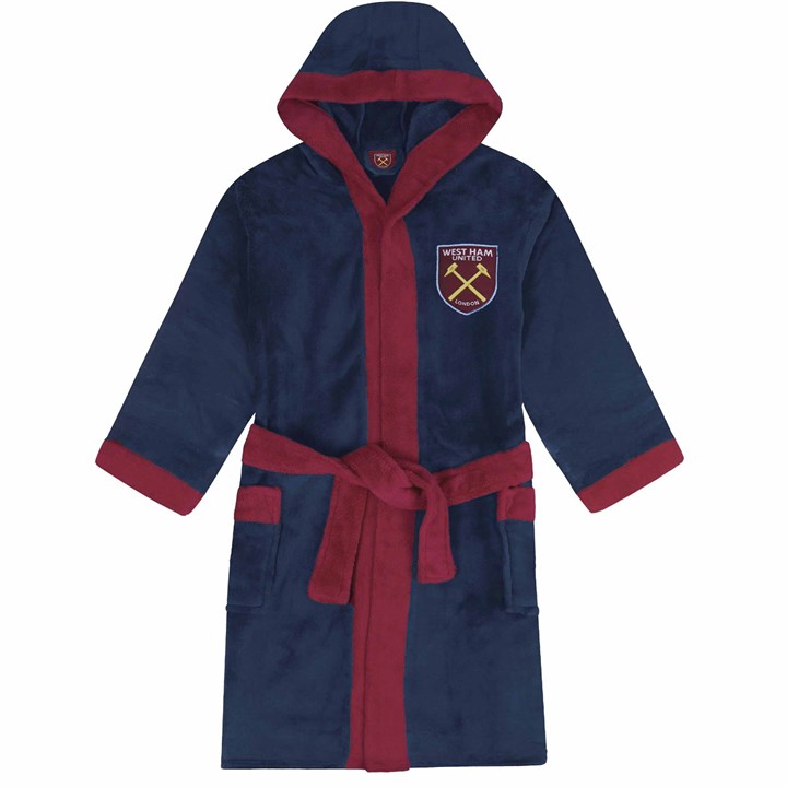 West Ham United FC Boys Navy Hooded Dressing Gown 13 – 14 Years