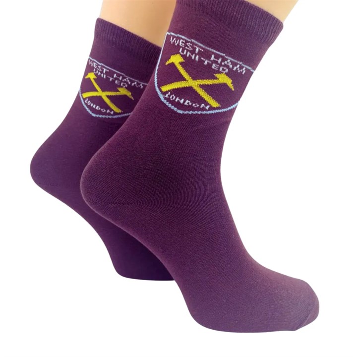 West Ham United FC Claret Crest Socks – Size 4 – 6