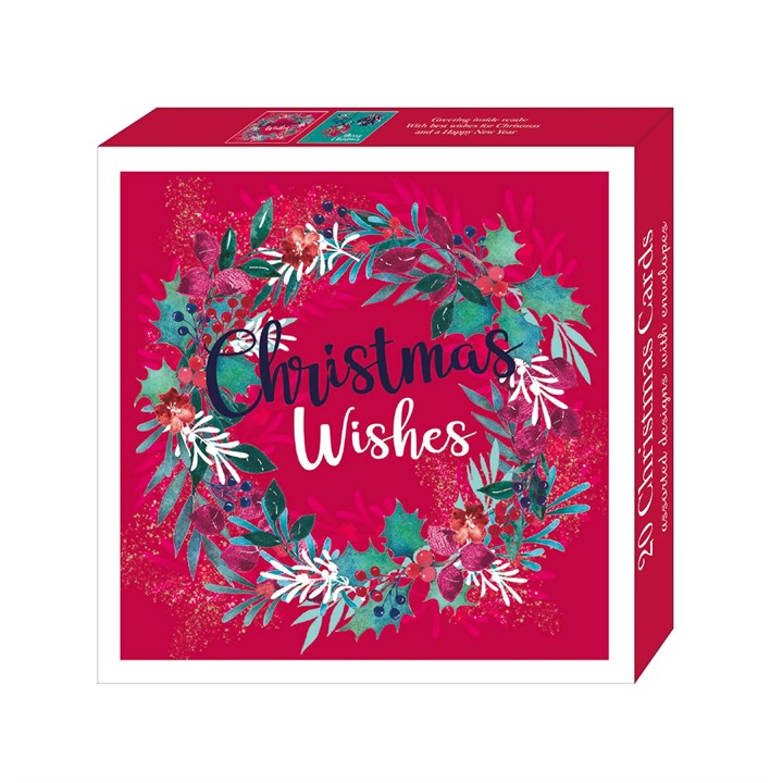 Wreath & Baubles, 20 Christmas Cards
