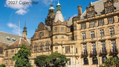 Sheffield Calendar 2027