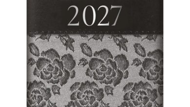 Grey Embroidered Roses A7 Diary 2027
