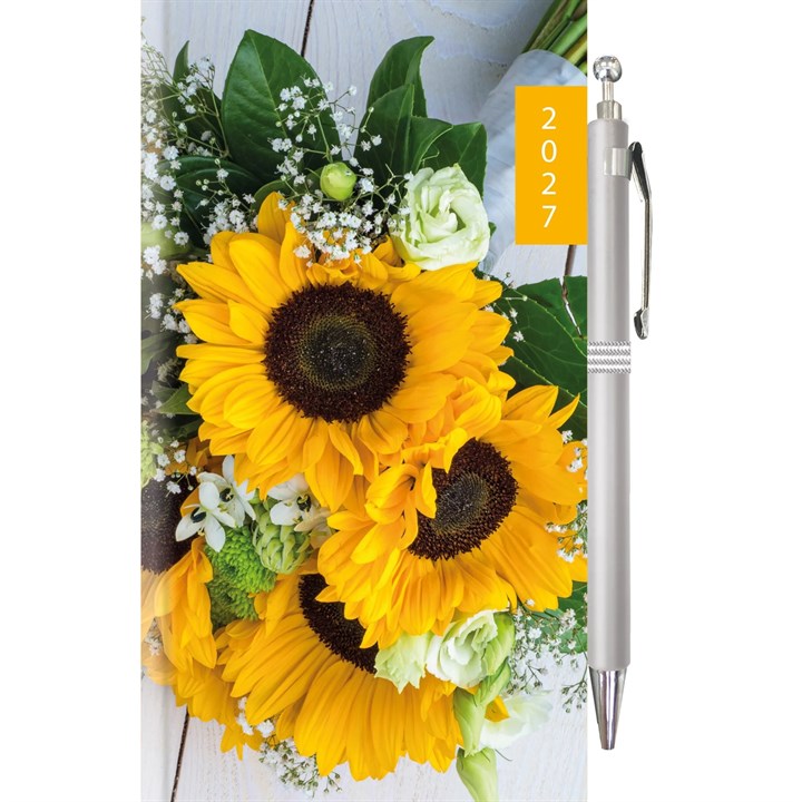 Sunflowers Photograph Slim Diary with Pen 2027