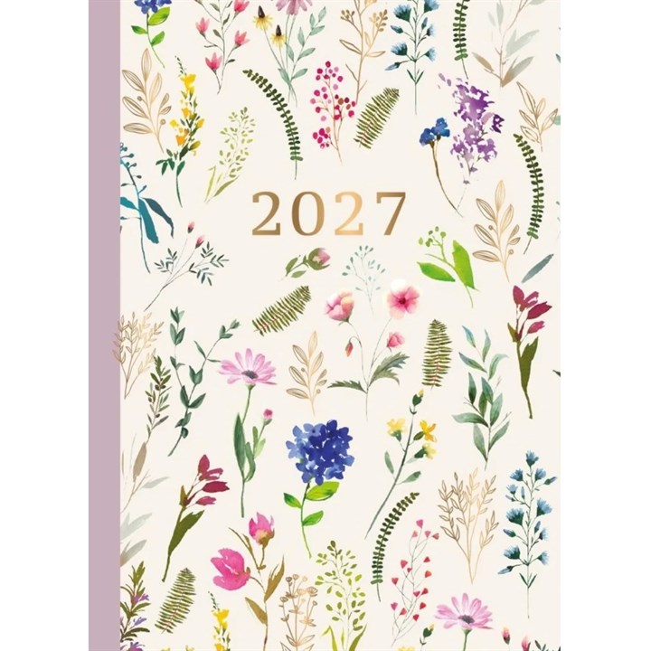 White Floral Meadow Pocket Diary 2027