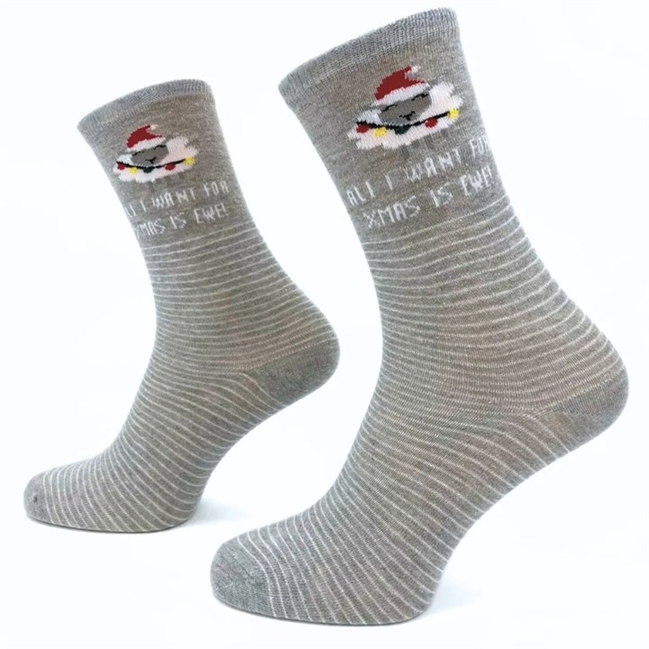 All I Want For Xmas Is Ewe! Socks – Size 4 – 8