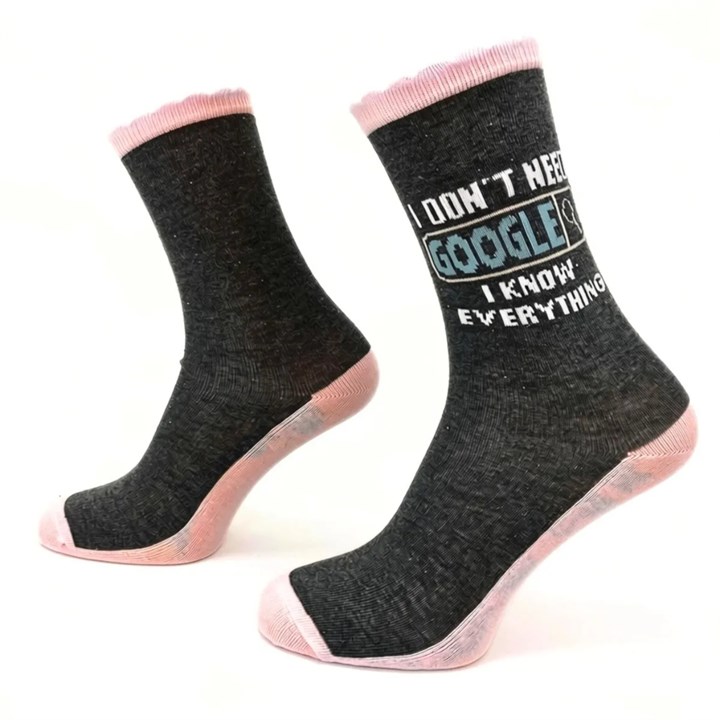Google I Know Everything Socks – Size 4 – 8