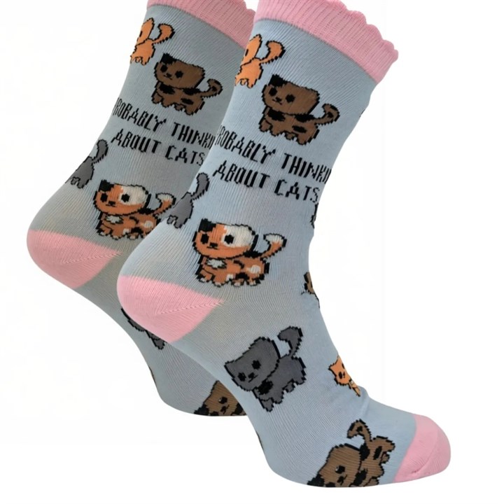 Probably Thinking About Cats Socks – Size 4 – 8