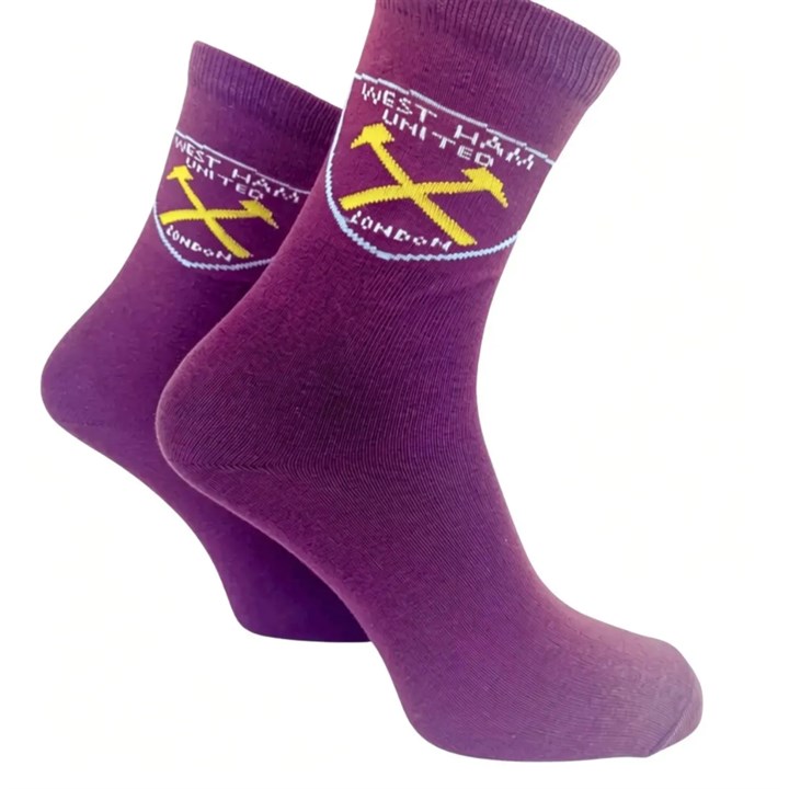 West Ham United FC Claret Crest Socks – Size 4 – 6