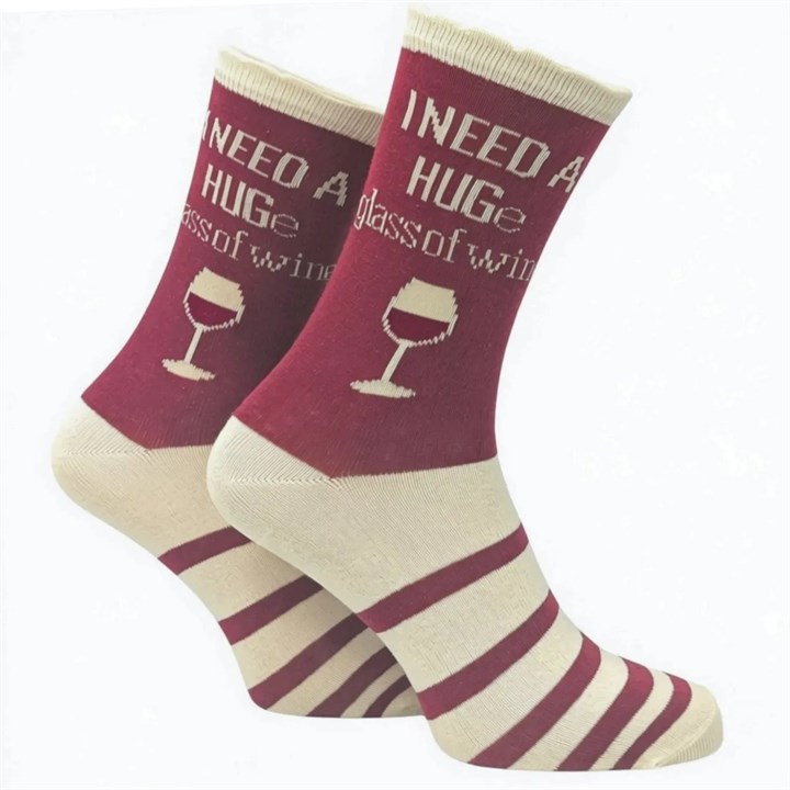 Huge Glass of Wine Socks – Size 4 – 8