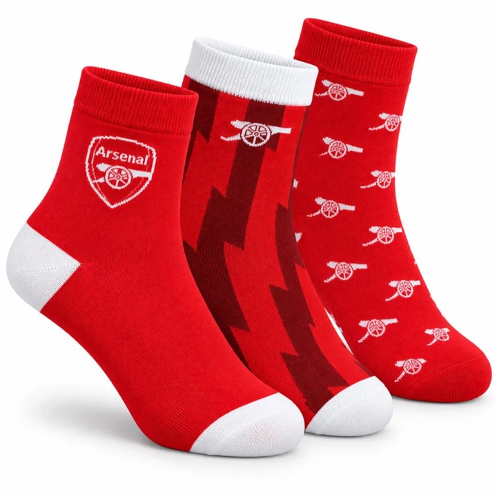 Arsenal FC Ankle Socks 3 Pack – Size 4 – 7