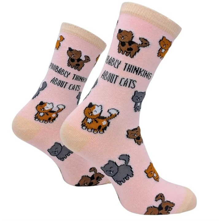 Probably Thinking About Cats Socks – Size 4 – 8