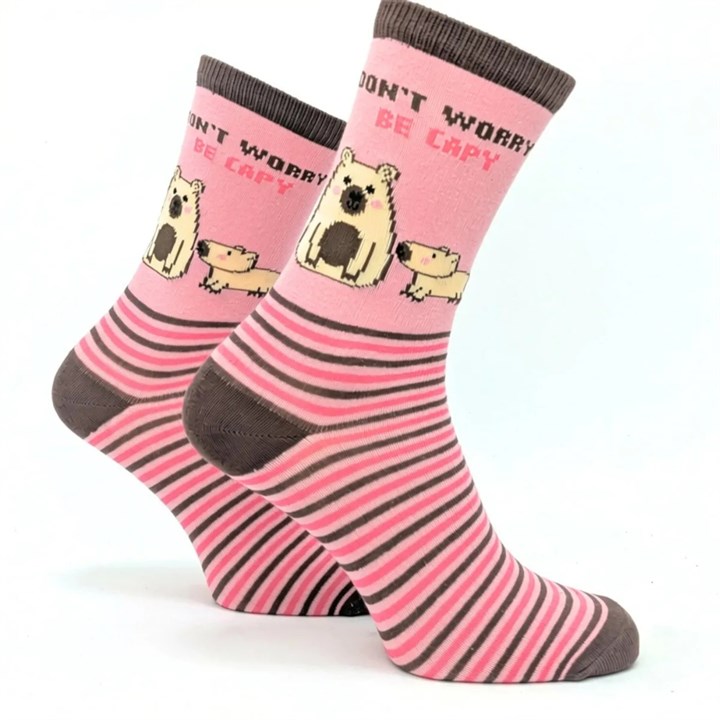 Don’t Worry, Be Capy Socks – Size 4 – 8